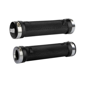ODI Ruffian Lock-On Grips, 130mm, No Flange, Black w/Silver Clamps - Image 1