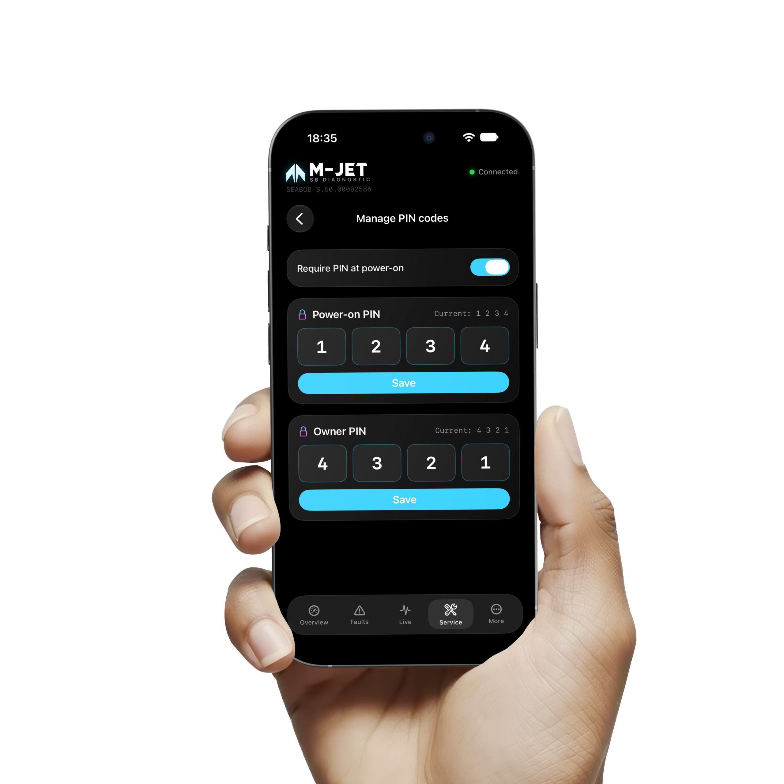M-JET Seabob Diagnostic Tool Screenshot demo